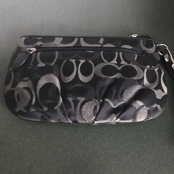 Coach Black Canvas Leather Wristlet Clutch - Picture 6 of 15